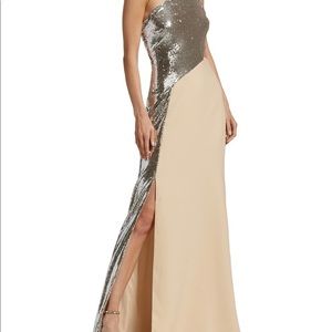 Halston Carson Sequin & Crepe Cutout Gown